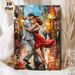Tango Dancing Themed Painting Poster, Vibrant Impasto-style Couple Dancing In Bustling City Street Poster, Romantic Artistic Decor Option For Living_maomaolike.com