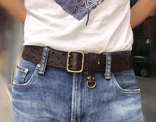 HOT Double-pin Copper Buckle Fashion Belt Retro First Layer Pure Cowhide Jeans with Genuine Leather Stylish Men's Belts_maomaolike.com