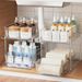 2 Pack 2 Tier Clear Bathroom Organizer with Dividers, Multipurpose Vanity Counter Tray, Kitchen, Closet Organizers, Cabinet & Storage Container Bins_maomaolike.com