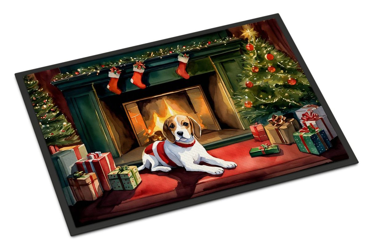 Beagle Cozy Christmas Doormat Front Door Mat Indoor Outdoor Rugs For Entryway, Non Slip Washable Low Pile, 24H X 36W_maomaolike.com