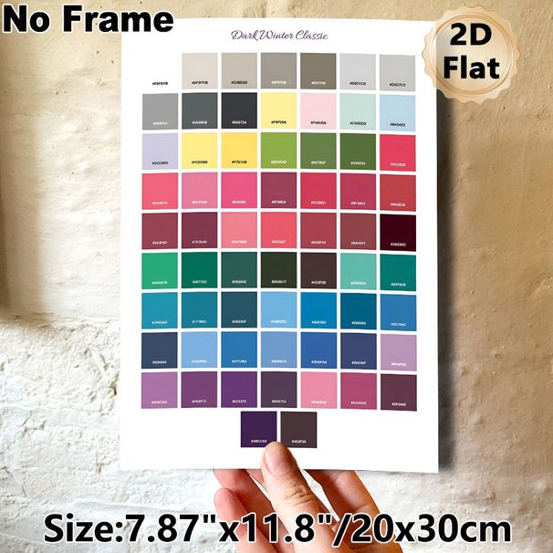 Dark Winter Classic Color Palette Painting Poster, Vibrant Categorized Color Swatch With Hex Codes Poster, Practical Color Reference For Studio, Home_maomaolike.com
