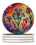 Colorful Iris Large Sandstone Coasters Pack Of 4 Absorbent Round Coasters Decor Gifts For Men Or Women, 4 In, Multicolor_maomaolike.com