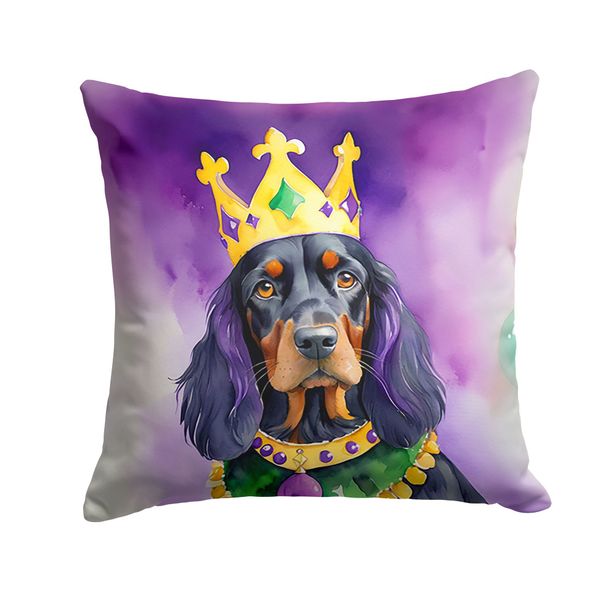 Gordon Setter King Of Mardi Gras Throw Pillow Machine Washable, Indoor Outdoor Decorative Pillow For Couch, Bed Or Patio, 18Hx18W_maomaolike.com