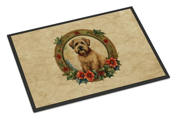 Wheaten Terrier Christmas Flowers Doormat Front Door Mat Indoor Outdoor Rugs For Entryway, Non Slip Washable Low Pile, 24H X 36W_maomaolike.com