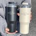 Large Capacity Insulation Cup, 30.43oz Drinking Coffee Cup With Straw, Simple Water Bottle_maomaolike.com