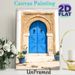 Moroccan Blue Door Painting Poster, Vintage Bohemian Ethnic Style Poster, Exotic Architectural Charm Ideal For Living Room, Hallway, Bohemian-inspired_maomaolike.com