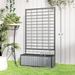 Wooden Raised Garden Bed With Trellis, Removable Pots-Gray_maomaolike.com