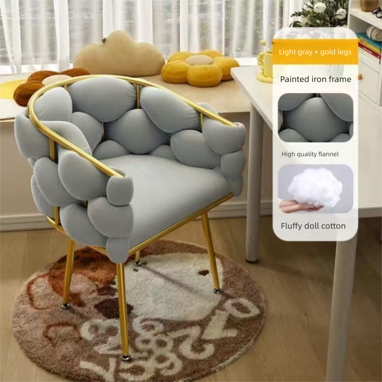 Bedroom Nail Chair Internet Celebrity Makeup Chair Home Backrest Light Luxury High-end Modern Simple Vanity Stool_maomaolike.com