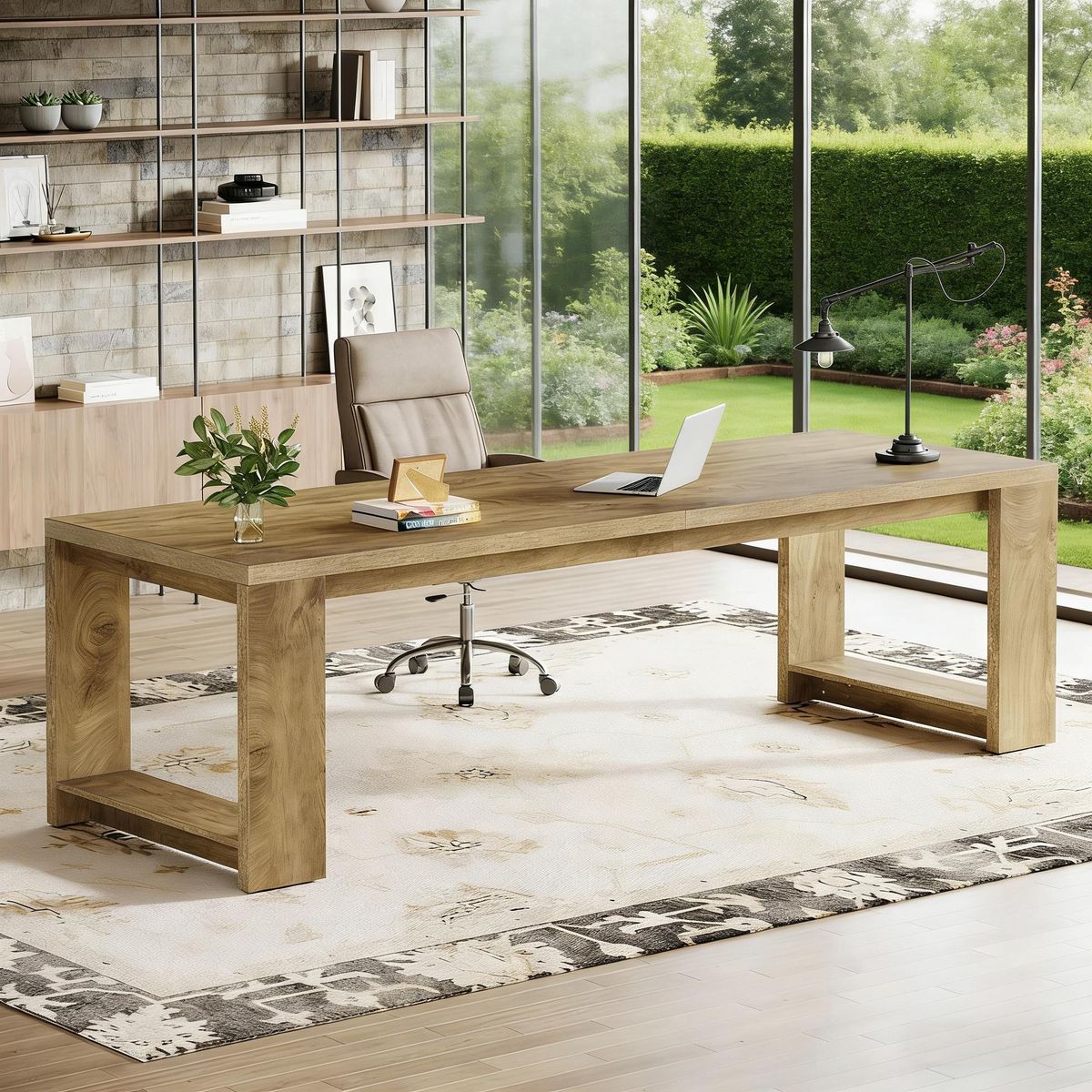 Two Person Desk, Long Computer Desk Conference Table_maomaolike.com