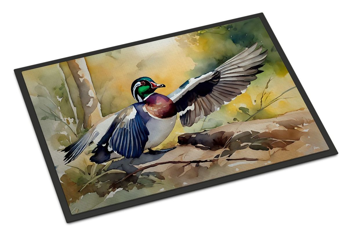 Wood Duck Doormat Front Door Mat Indoor Outdoor Rugs For Entryway, Non Slip Washable Low Pile, 24H X 36W_maomaolike.com