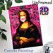 Mona Lisa Graffiti Style Painting Poster, Playful Bubble Gum-blowing Mona Lisa With Bold Pink Graffiti Splash Poster, Creative Artistic Decor Ideal_maomaolike.com