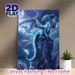 Moonlit Ice Dragon Painting Poster, Mystical Glowing Icy Dragon Perched On Rocky Peak Under Full Moon Poster, Captivating Fantasy Decor Ideal For_maomaolike.com