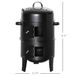 Outsunny Vertical Charcoal BBQ Smoker, 3-in-1 16" Round Charcoal Barbecue Grill With 2 Cooking Area, And Thermometer For Outdoor Camping Picnic Backyard Cooking, Black_maomaolike.com