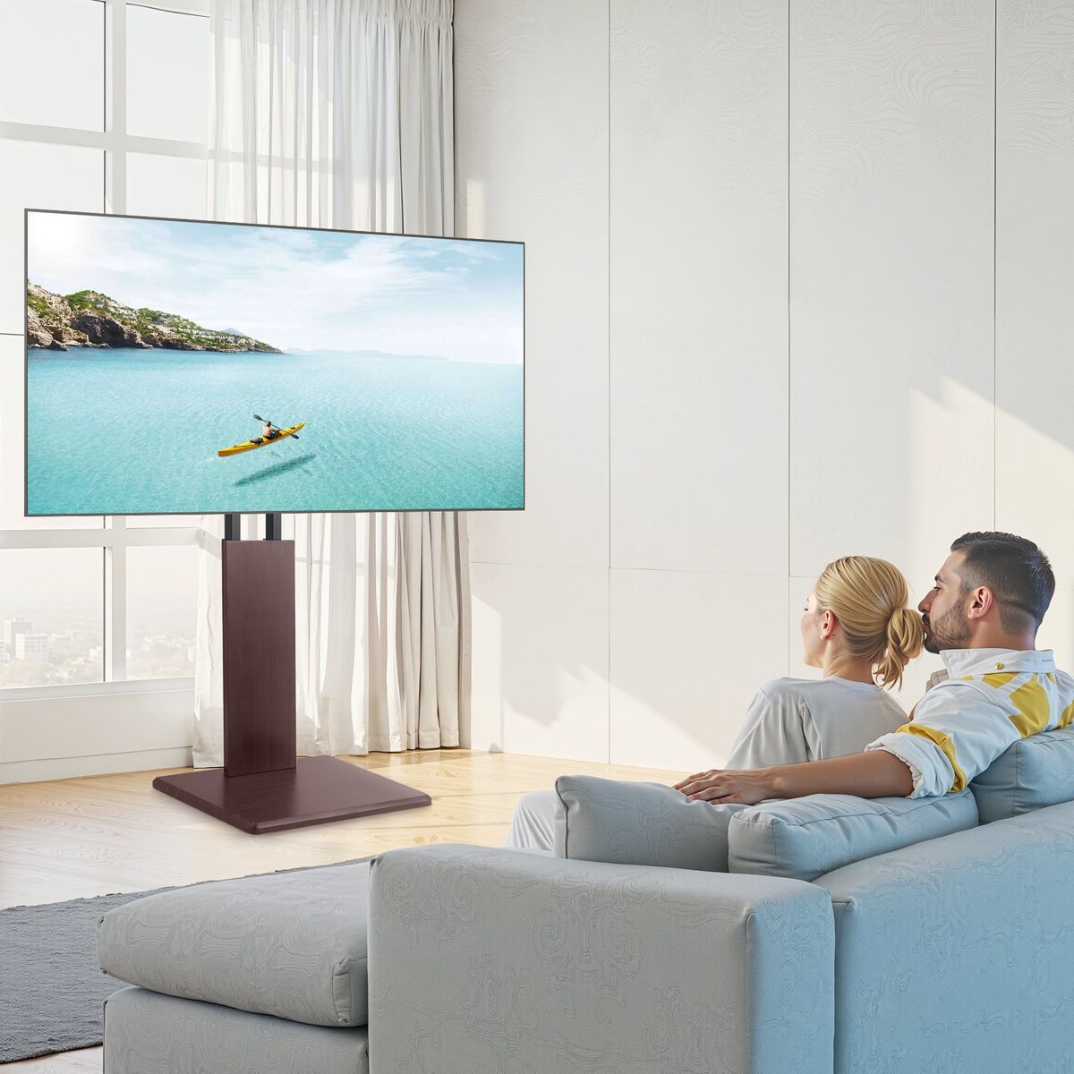 Universal TV Stand, Table Top TV Stand For 32-70 Inch Screens, Swivel And Height Adjustable TV Mount Stand Holds Up To 99 Lbs With Power Strip, For Living Room, Bedroom, MAX VESA 600 X 400 Mm_maomaolike.com