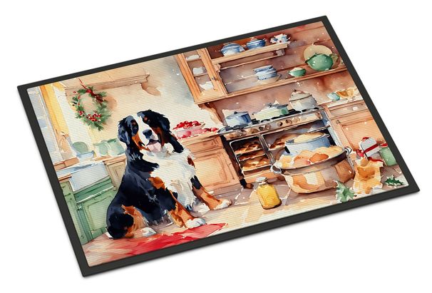 Bernese Mountain Dog Christmas Cookies Doormat Front Door Mat Indoor Outdoor Rugs For Entryway, Non Slip Washable Low Pile, 24H X 36W_maomaolike.com