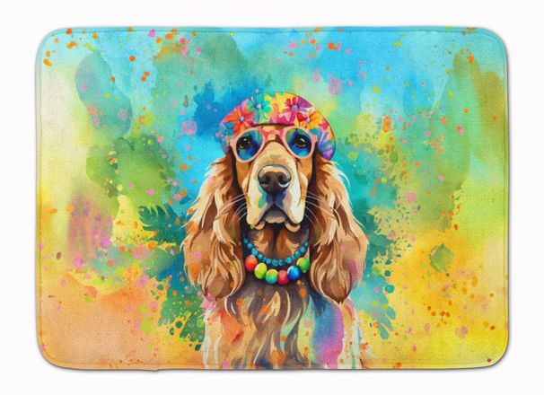Cocker Spaniel Hippie Dawg Memory Foam Kitchen Mat Machine Washable Anti-Fatigue Mat Cushion Comfort Bath Mat Or Kitchen Rug_maomaolike.com