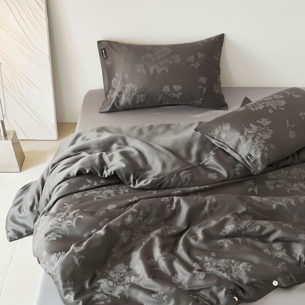 Wholesale Nordic Light Luxury Summer 60s Lenzing Tencel Cotton Jacquard Four-Piece Set For Cool Sleep With Buttons_maomaolike.com