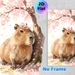Capybara & Cherry Blossom Painting Poster, Watercolor-style Gentle Capybara Under Blooming Cherry Blossoms Poster, Soft Tranquil Aesthetic Ideal For_maomaolike.com
