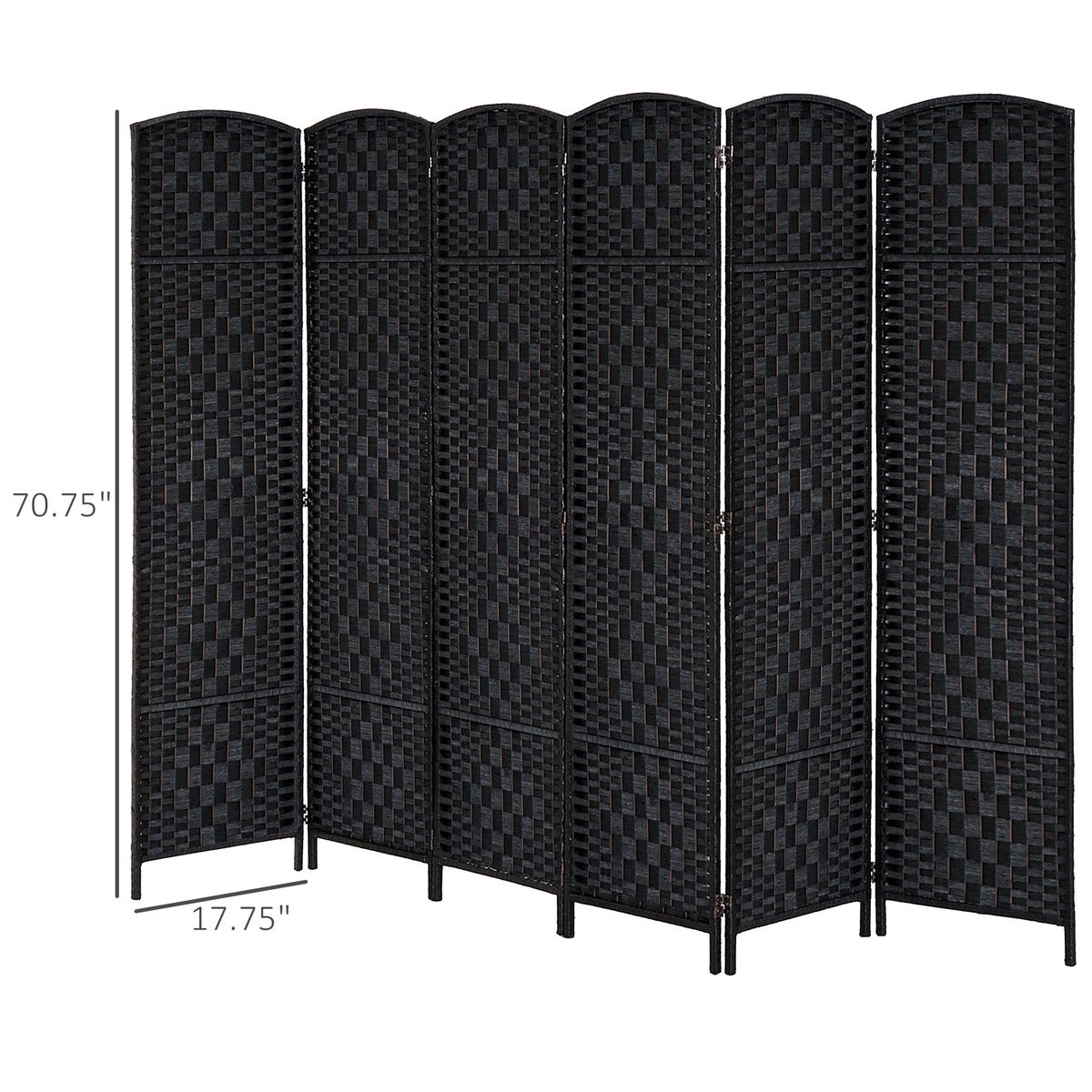 Room Divider, 6 Panel Folding Privacy Screen, 6FT Tall Portable Wicker Weave Partition Wall Divider For Bedroom, Home Office, Black_maomaolike.com