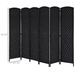 Room Divider, 6 Panel Folding Privacy Screen, 6FT Tall Portable Wicker Weave Partition Wall Divider For Bedroom, Home Office, Black_maomaolike.com