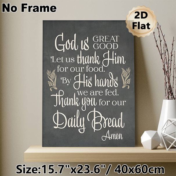 Religious Gratitude Prayer Painting Poster, Vintage Chalkboard-style Poster, Inspirational Faith-based Script With Wheat Motifs, Suitable For Dining_maomaolike.com