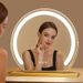 Semicircular LED With Three-Color Fill Light, Desktop Smart Touch Rechargeable Makeup Mirror, Dressing Mirror_maomaolike.com