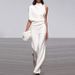 Women's clothing pants solid color one-shoulder pile collar jumpsuit hot selling hot dress pants_maomaolike.com