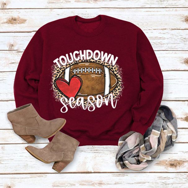 Women's Clothing Site Ready Stock Simple Pullover Crewneck Top T shirt TouchDown Print Loose Sweatshirt_maomaolike.com
