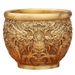 Brass Cylinder Dragon Pattern Double Phoenix Rice Attracting Living Room Entrance Hall Treasure Bowl Metal Crafts Copper Ornaments_maomaolike.com
