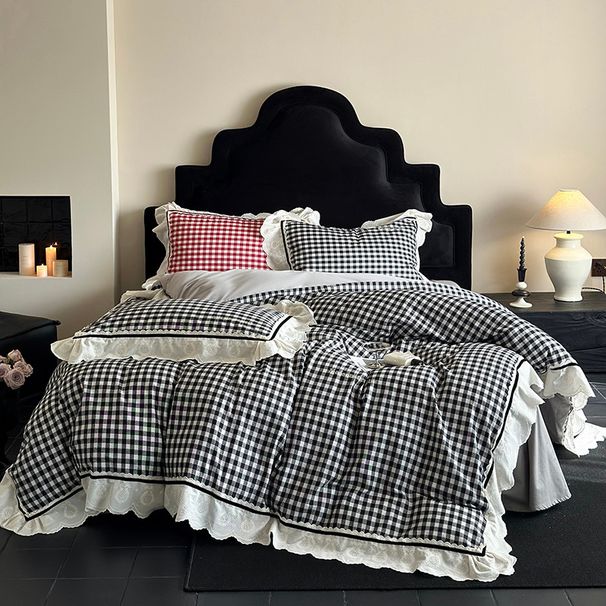Wholesale French Style Embroidered Pure Lace Trim Naked Sleep 100% Long-Staple Cotton Four-Piece Set_maomaolike.com