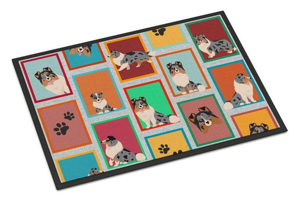 Lots Of Blue Merle Sheltie Doormat Front Door Mat Indoor Outdoor Rugs For Entryway, Non Slip Washable Low Pile, 24H X 36W_maomaolike.com