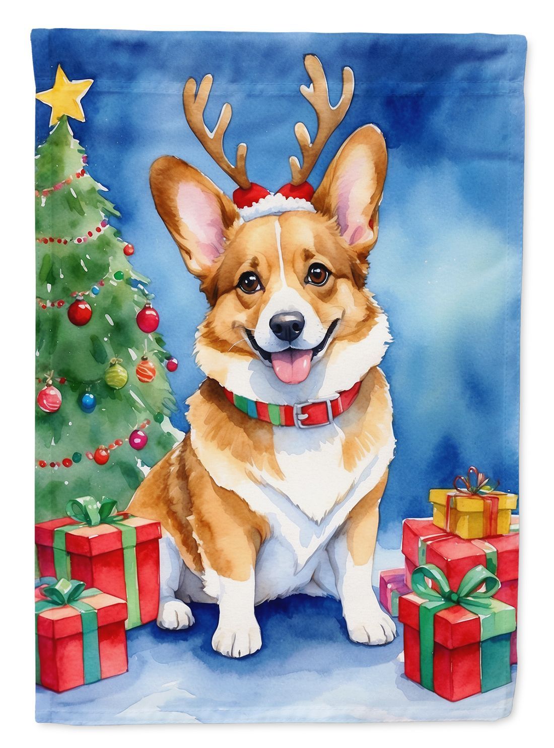 Corgi Christmas Reindeer Garden Flag Mailbox Flag Decorative Yard Flag Banner Outside Patio Artwork Yard Flower Beds, Garden Size, Multicolor_maomaolike.com