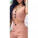 Women's clothing solid color short vest vest drape high waist wide leg pants suit_maomaolike.com