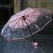 Transparent Cherry Blossom Pattern Folding Umbrella, 8 Ribs Casual Lightweight Portable Rain Gears For Men's & Women's Outdoor Activities_maomaolike.com