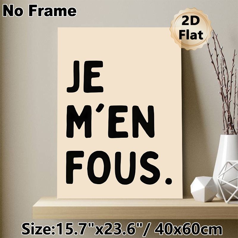 French Slogan Painting Poster, Minimalist Bold Typographic Poster, Casual Expressive Wording Design Ideal For Bedroom, Living Room Wall Decor_maomaolike.com