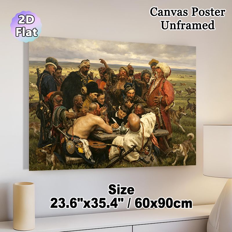 Cossack Council Painting Poster, Vivid Realistic Historical Folk Scene Poster, Authentic Cultural Art Piece Suitable For Living Room, Study Decor_maomaolike.com