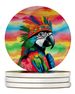 Hippie Animal Parrot Large Sandstone Coasters Pack Of 4 Absorbent Round Coasters Decor Gifts For Men Or Women, 4 In, Multicolor_maomaolike.com