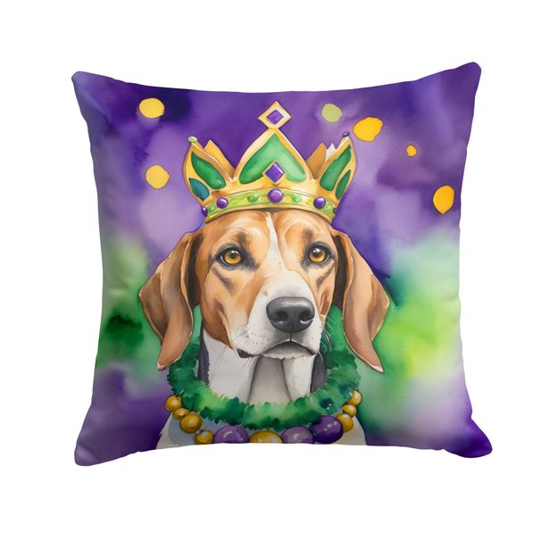 American Foxhound King Of Mardi Gras Throw Pillow Machine Washable, Indoor Outdoor Decorative Pillow For Couch, Bed Or Patio, 14Hx14W_maomaolike.com