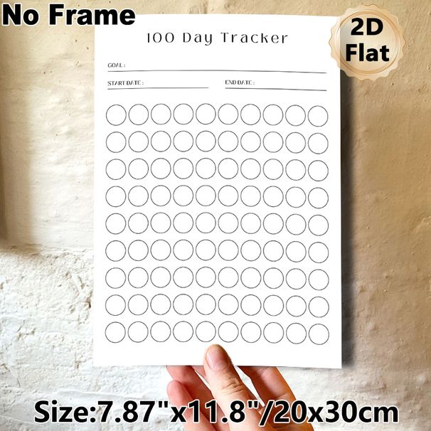 100 Day Tracker Painting Poster, Minimalist Black-and-white Circular Layout Poster, Practical Tool To Record Daily Goal Progress, Suitable For Home_maomaolike.com