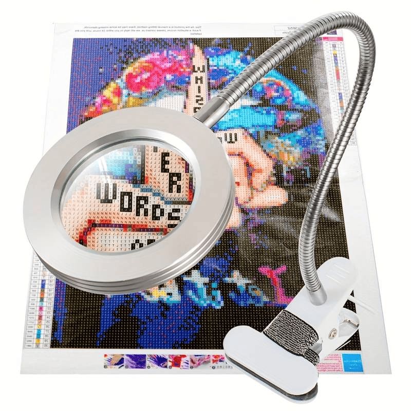 Diamond Painting Accessories, Hands Free 5X Magnifying Glass Magnifier Desk Lamp With 15.75''Gooseneck For Reading, Crafting, Close Work_maomaolike.com