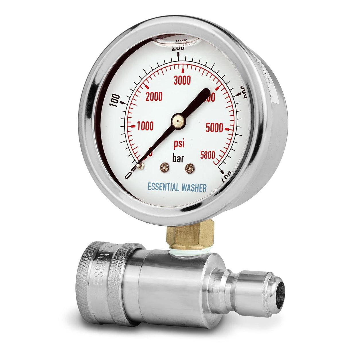 ESSENTIAL WASHER Pressure Washer Gauge Kit 5800 PSI, 3/8 Inch Quick Connect With Plug, Pressure Gauge For Power Washer_maomaolike.com