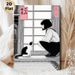 Anime Girl & Cat Painting Poster, Monochrome Japanese Manga Style Poster, Calm Indoor Scene Of Girl Interacting With Cat By Window, Suitable For_maomaolike.com