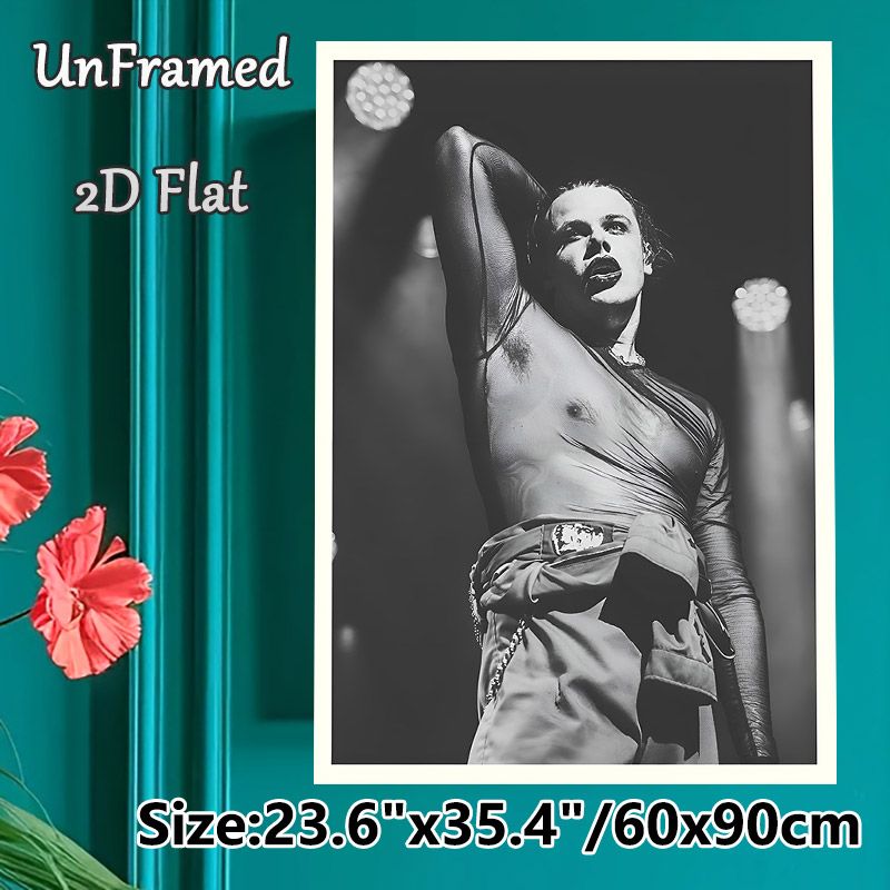 Stage Performer Painting Poster, Monochrome Dramatic Live Stage Scene Poster, Atmospheric Performance-themed Decor For Bedroom, Music Studio_maomaolike.com