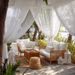 Outdoor Pergola Sheer Curtain Mosquito Net,Breathable Privacy Shade Screen For Patio Gazebo Garden CanopyWindproof Anti-Bug Pergola Side Drape Curtain_maomaolike.com
