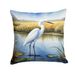 Snowy Egret In Coastal Marshes Throw Pillow Machine Washable, Indoor Outdoor Decorative Pillow For Couch, Bed Or Patio, 14Hx14W_maomaolike.com