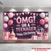 Pink Glitter 13th Birthday Banner - 2D Flat Polyester Wall Hanging With Number 13, Teen Room Party Decor, Photo Props_maomaolike.com