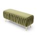 Oval Storage Bench With Gold Legs,Velvet Fabric ,Woven,Upholstered Ottoman Storage Benches For Bedroom End Of Bed,Sherpa Fabric Bench For Living Room,Dining Room,Entryway,Bed Side,Olive Green_maomaolike.com