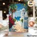 Mediterranean Coastal Town Painting Poster, Vibrant Idyllic Coastal Scene Poster, Infuses Tranquil Seaside Atmosphere, Ideal For Living Room, Bedroom_maomaolike.com