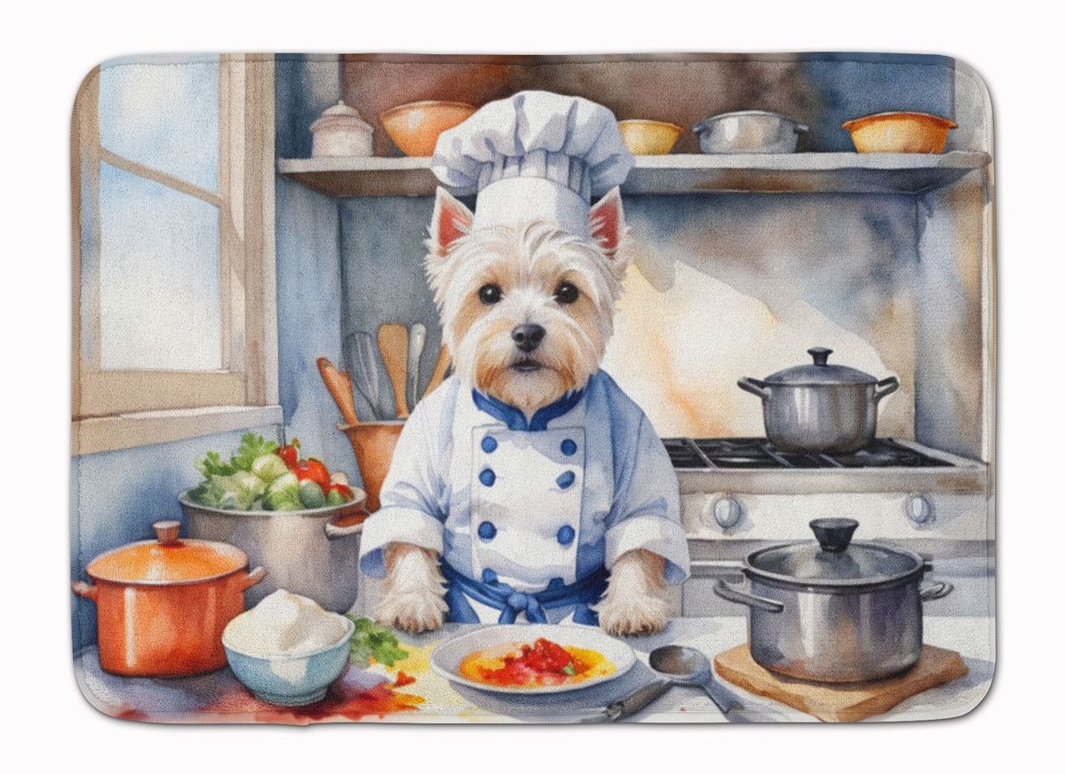 Westie The Chef Memory Foam Kitchen Mat Machine Washable Anti-Fatigue Mat Cushion Comfort Bath Mat Or Kitchen Rug_maomaolike.com