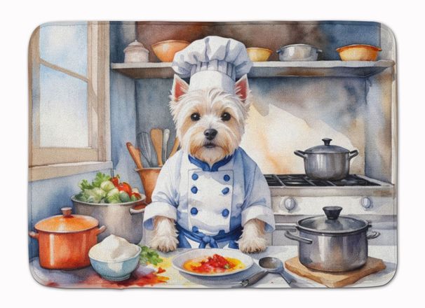 Westie The Chef Memory Foam Kitchen Mat Machine Washable Anti-Fatigue Mat Cushion Comfort Bath Mat Or Kitchen Rug_maomaolike.com